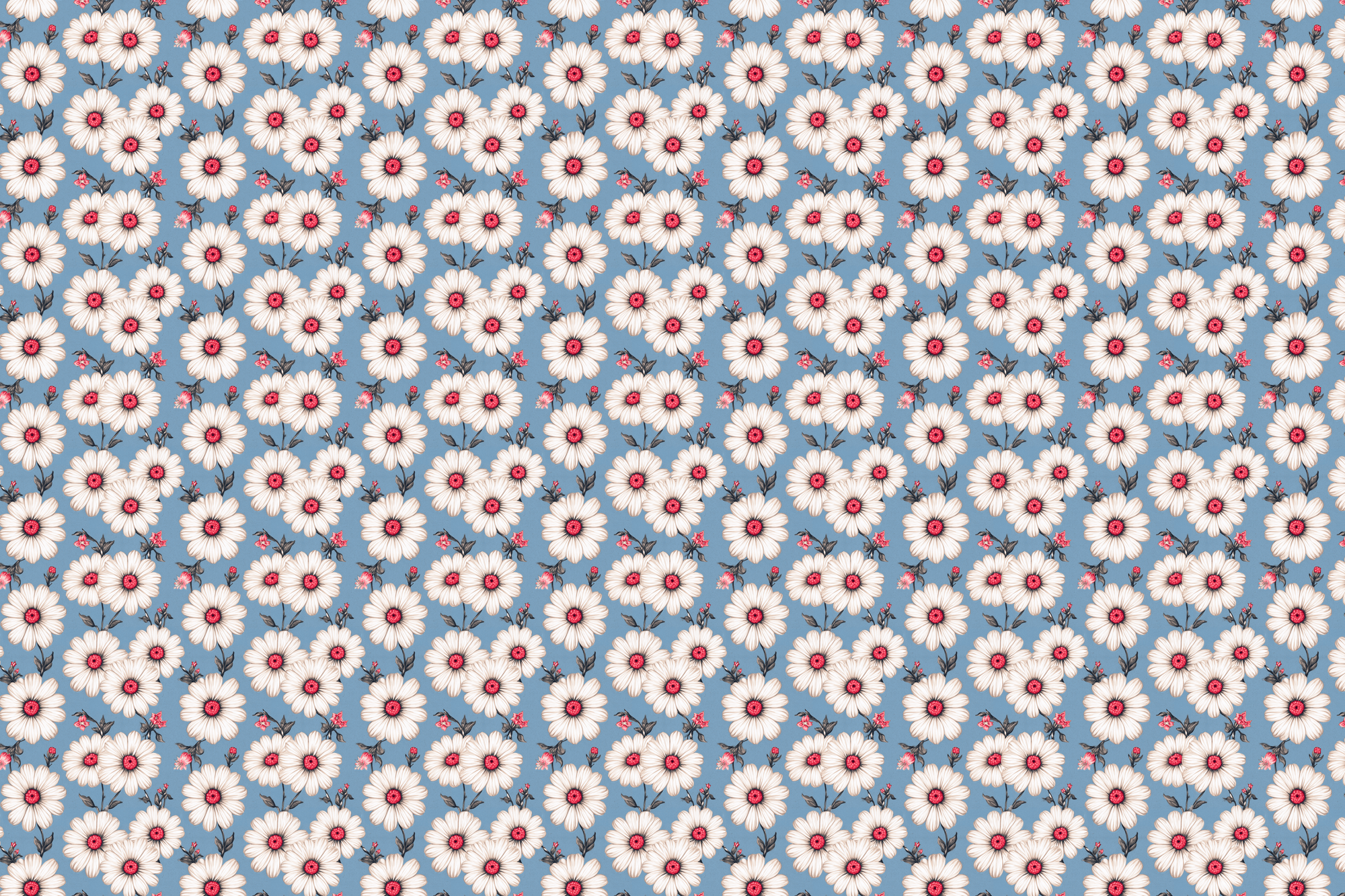 Pink and Blue Daisies: Retro Daisy Wrapping Paper