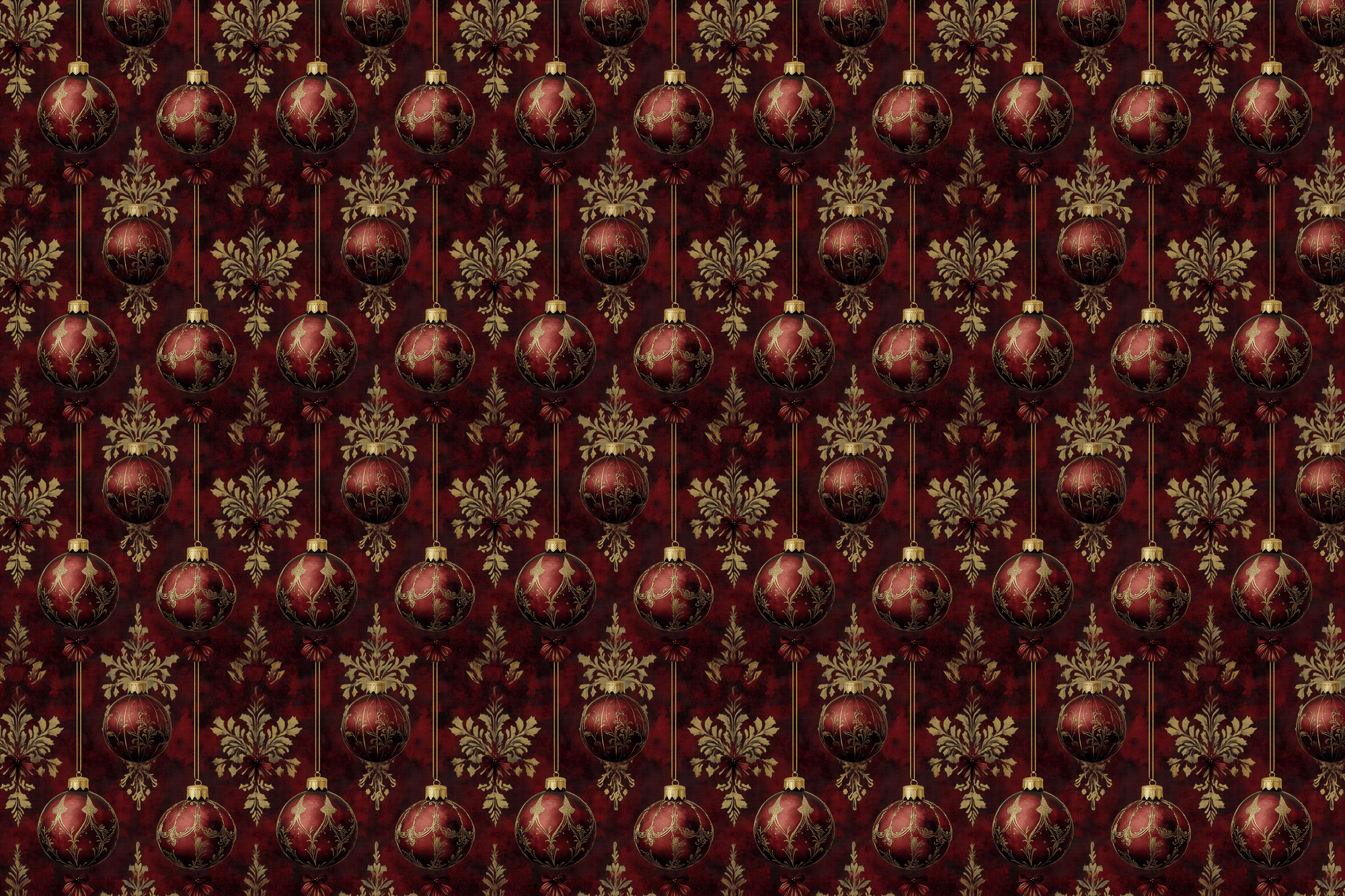 Burgundy Ballroom: Christmas Ornament Wrapping Paper