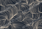Elegant abstract pattern with flowing beige lines on a dark blue background.