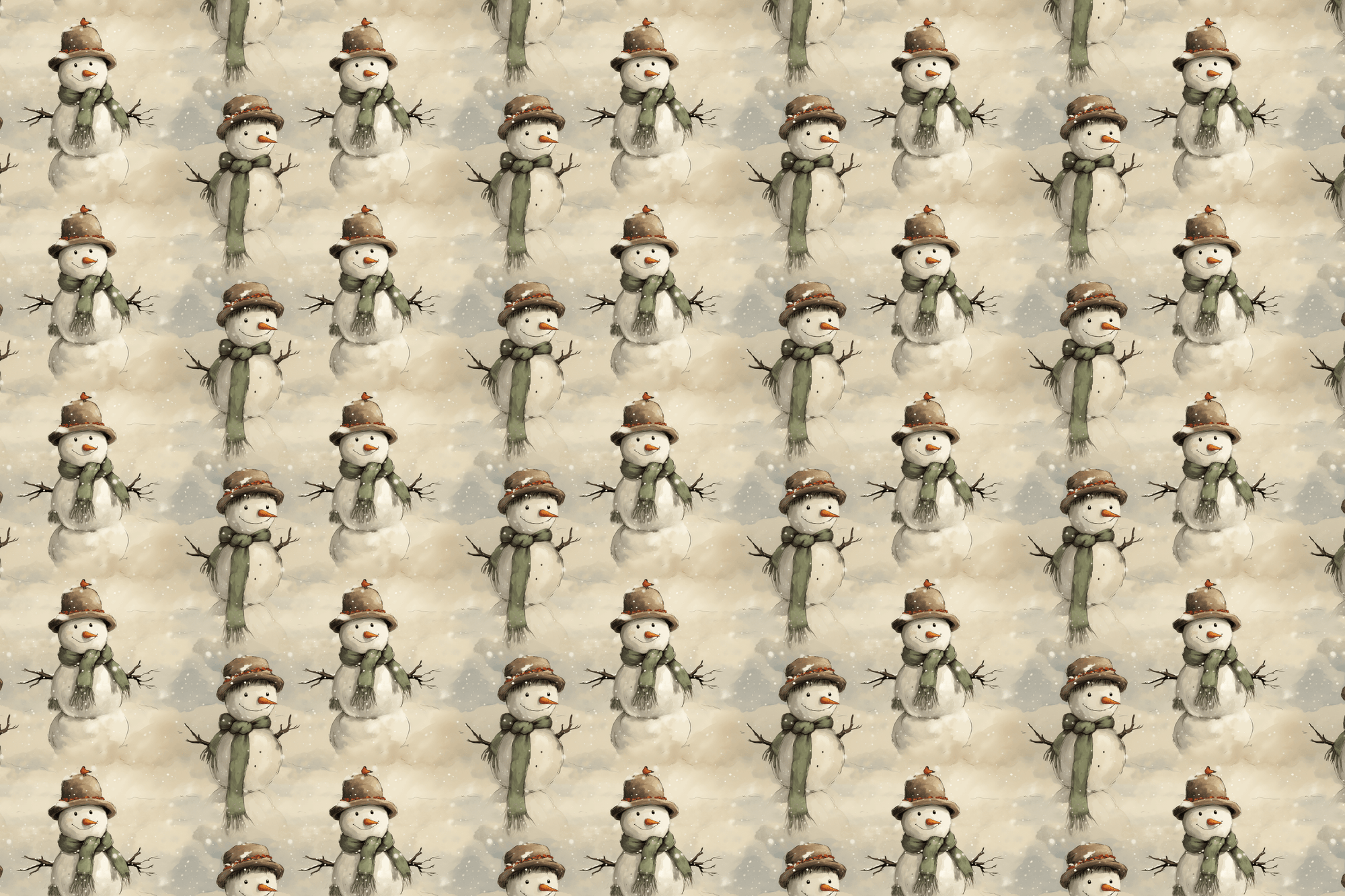 Frozen Aristocrats: Vintage Snowman Wrapping Paper