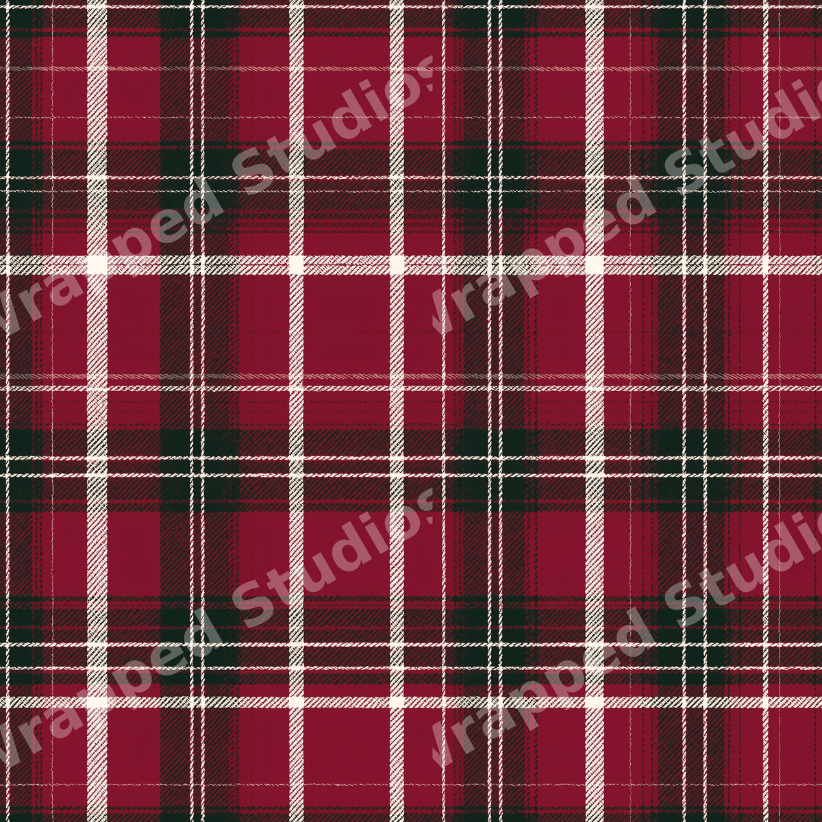 Festive red and forest green tartan plaid pattern with a classic rustic woven texture.