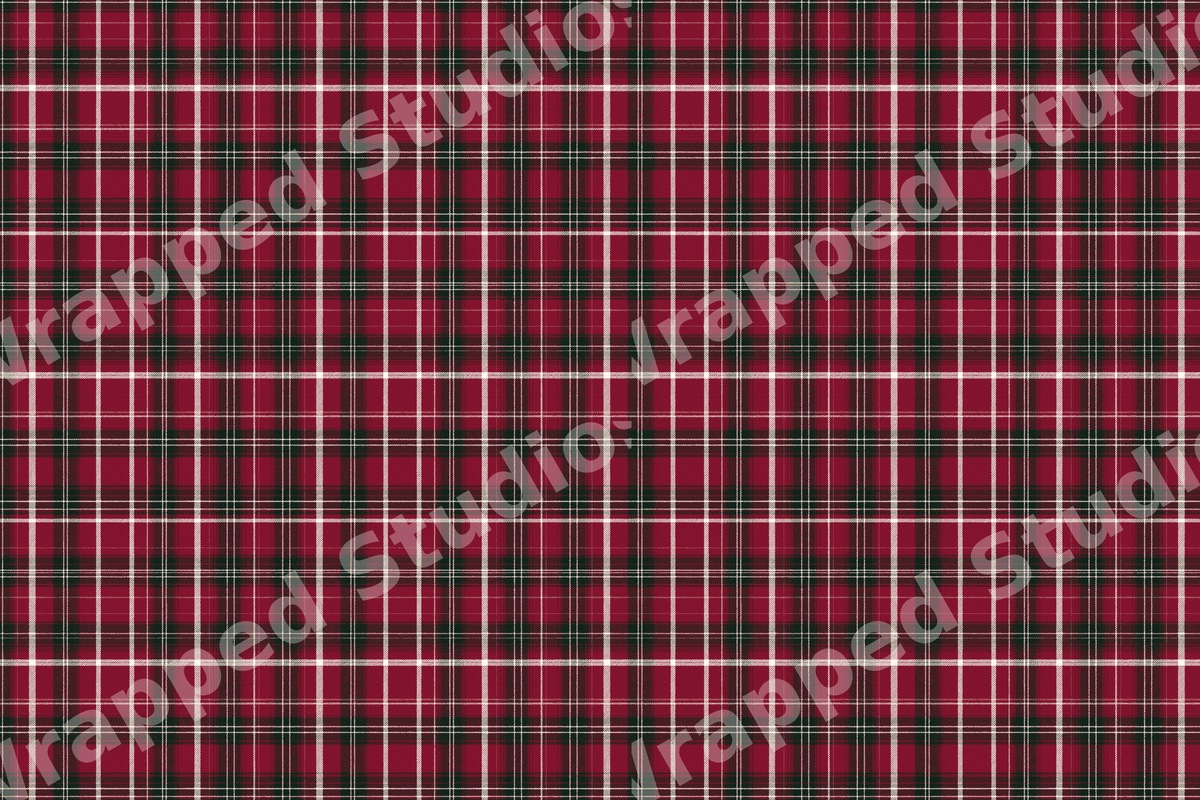 Classic red and dark green tartan plaid pattern with thin white stripes for a festive holiday aesthetic.