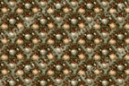 Vintage Christmas pattern with elegant gold ornaments and pine branches on a sage green background.