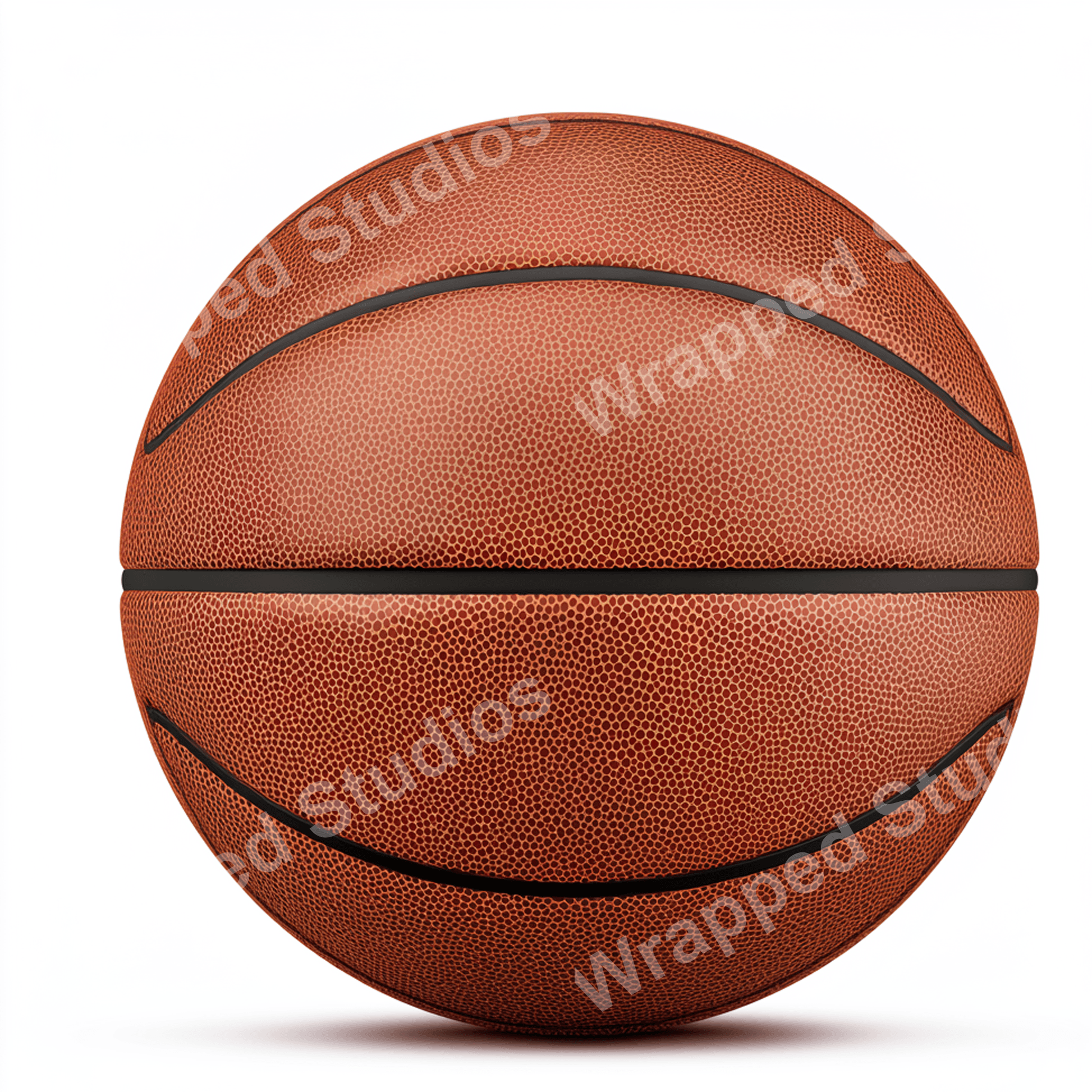 Textured sports ball pattern in warm brown with dark stripes.