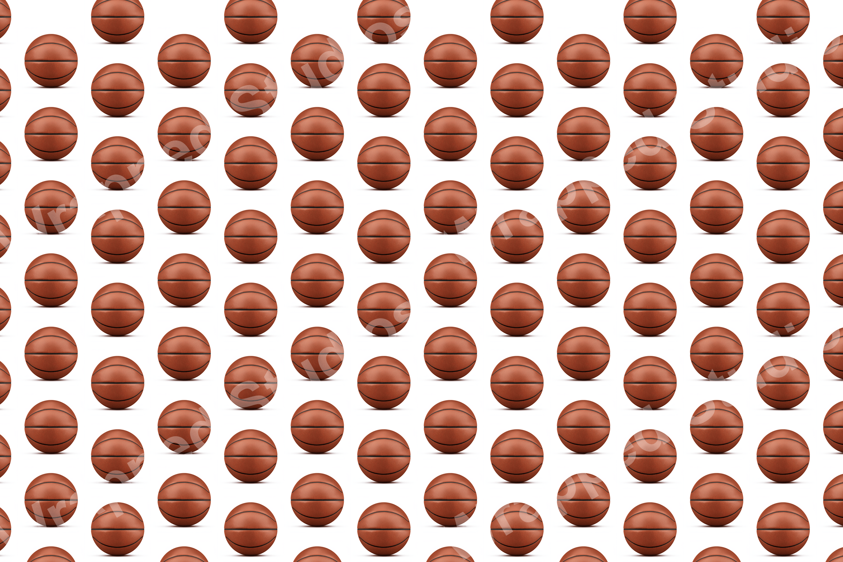 Seamless sports pattern of orange basketballs on a white background.