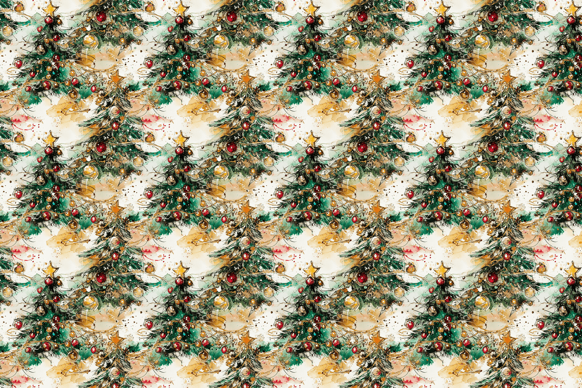 Artistic Evergreens: Christmas Wrapping Paper
