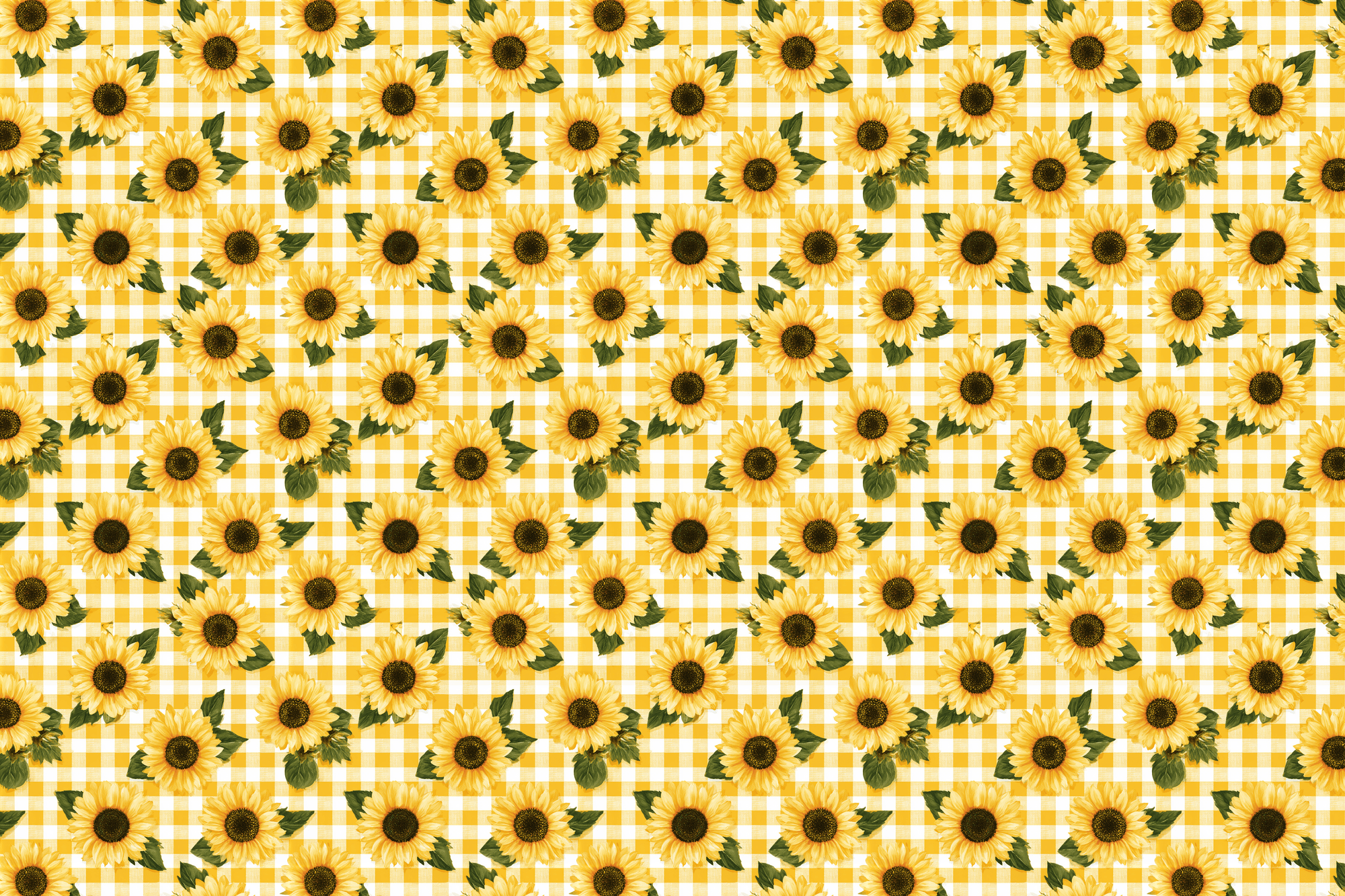 Sunny Sunflowers: Gingham Floral Wrapping Paper