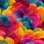 Watercolor abstract pattern of overlapping textured shapes in vibrant rainbow colors.