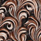 Elegant vintage baroque pattern with bronze and cream swirling scrolls on a dark background.