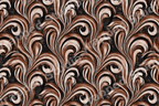 Elegant vintage baroque swirl pattern in chocolate brown and beige.
