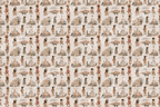 Vintage watercolor Native American pattern with tipis, bison, and figures in warm earth tones.