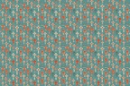 Vintage gothic cross pattern featuring terracotta and cream crucifixes on a teal background.