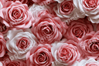 Elegant blush pink and white rose floral pattern with a romantic, layered aesthetic.
