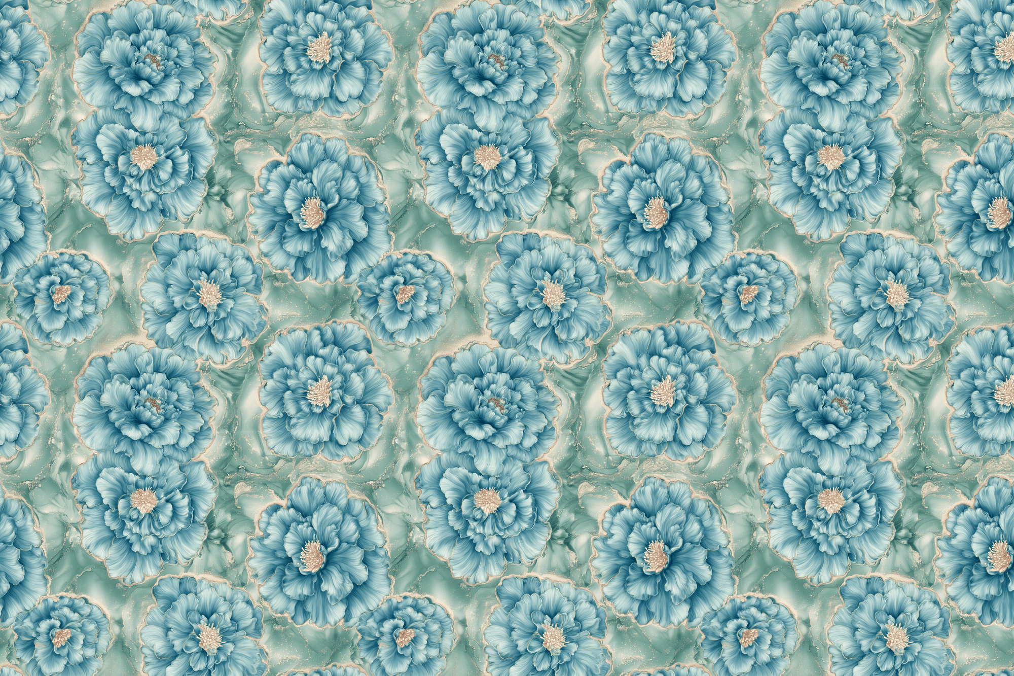 Submerged Aristocrat: Teal Floral Gift Wrap