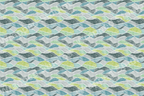 Abstract wave pattern with blue, green, and gray tones, featuring a hand-drawn, etched style.