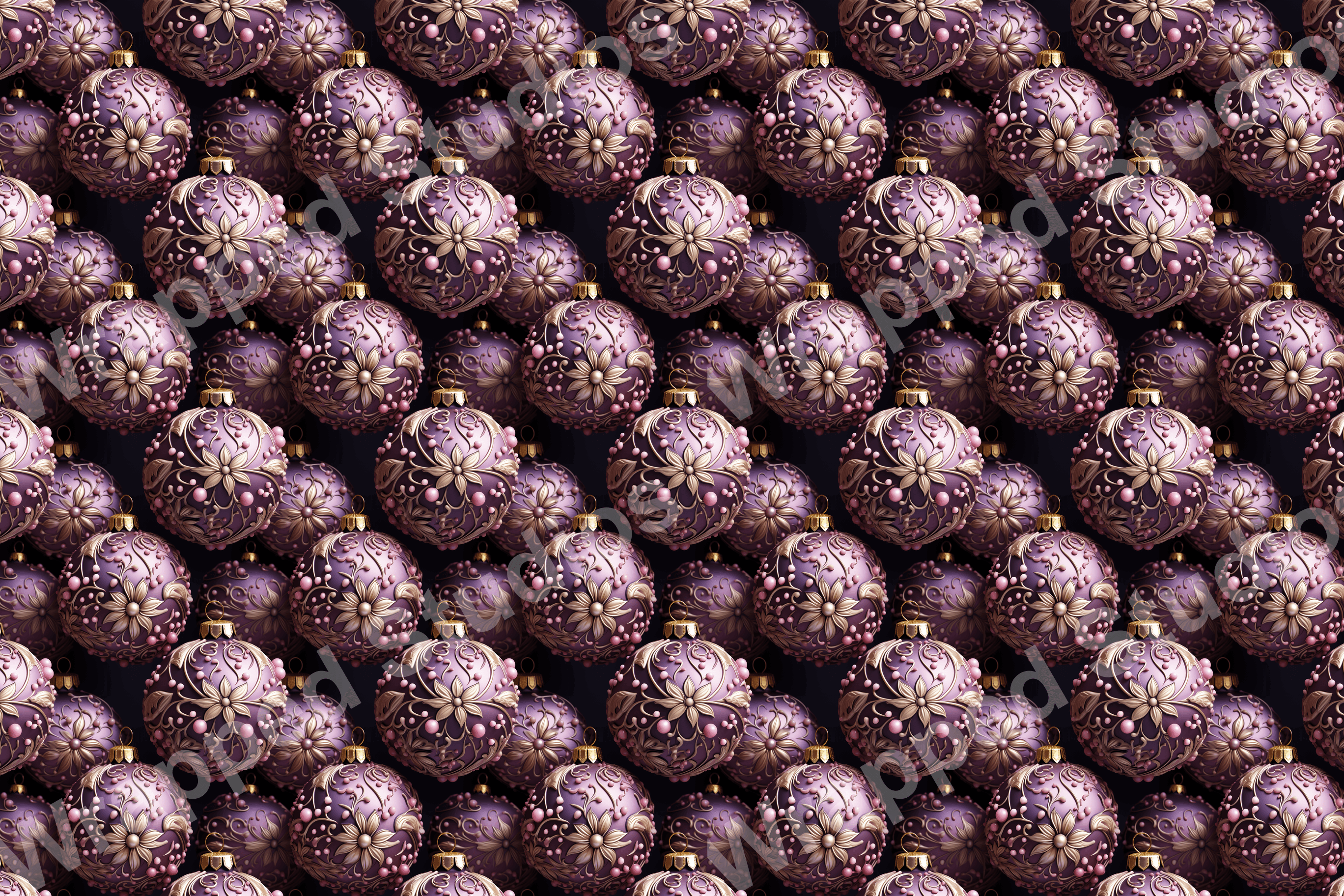 Elegant vintage floral pattern in shades of purple and gold.