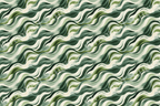 Seamless abstract pattern with flowing stripes in shades of green and beige.