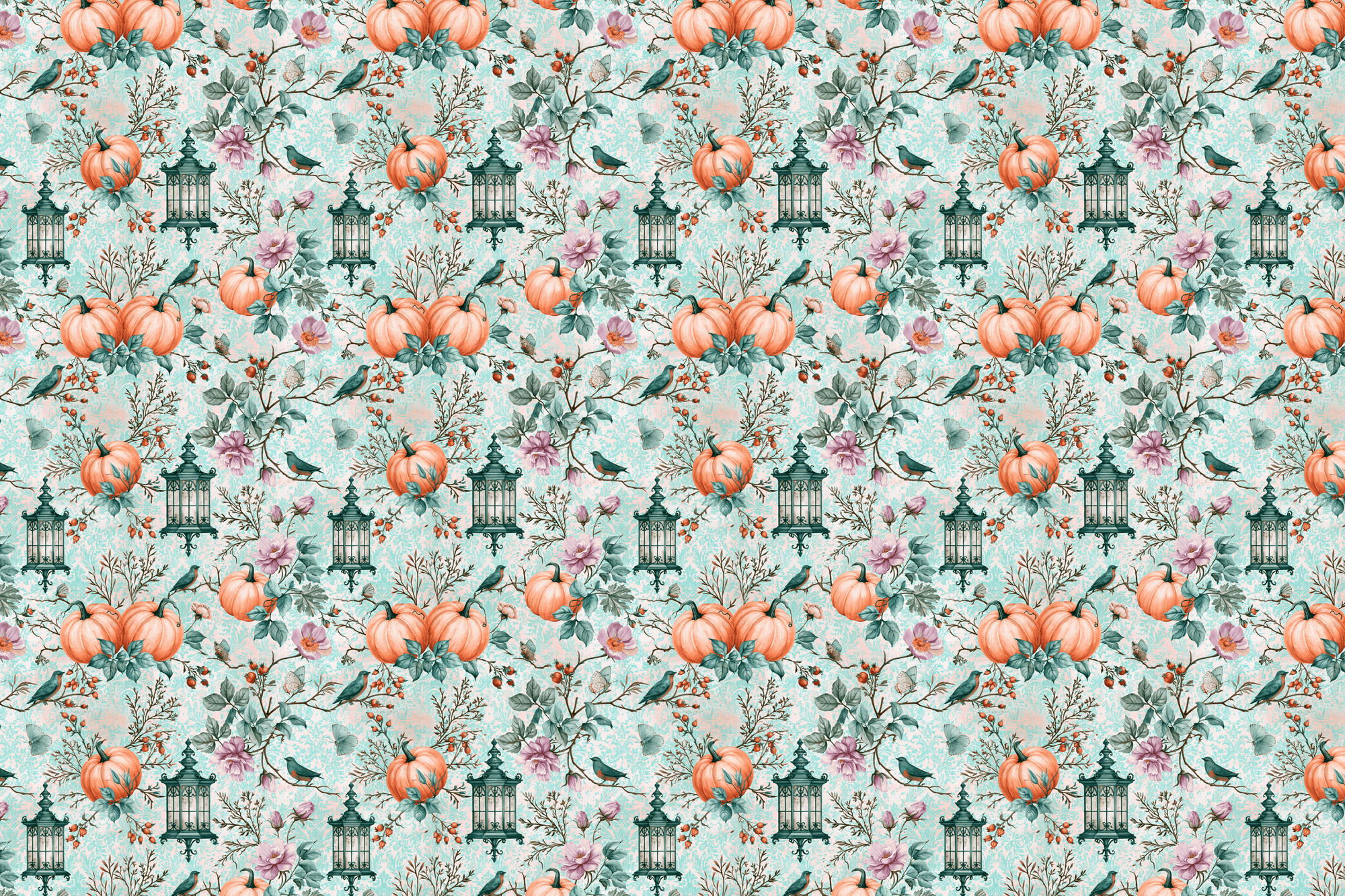 Pumpkin Secrets: Eclectic Autumn Botanical Wrapping Paper