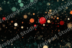 Modern abstract bokeh pattern featuring glowing red, gold, and teal circles on a dark background.