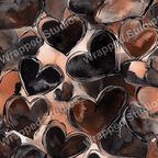 Watercolor heart pattern with sketchy black outlines in shades of brown and black.