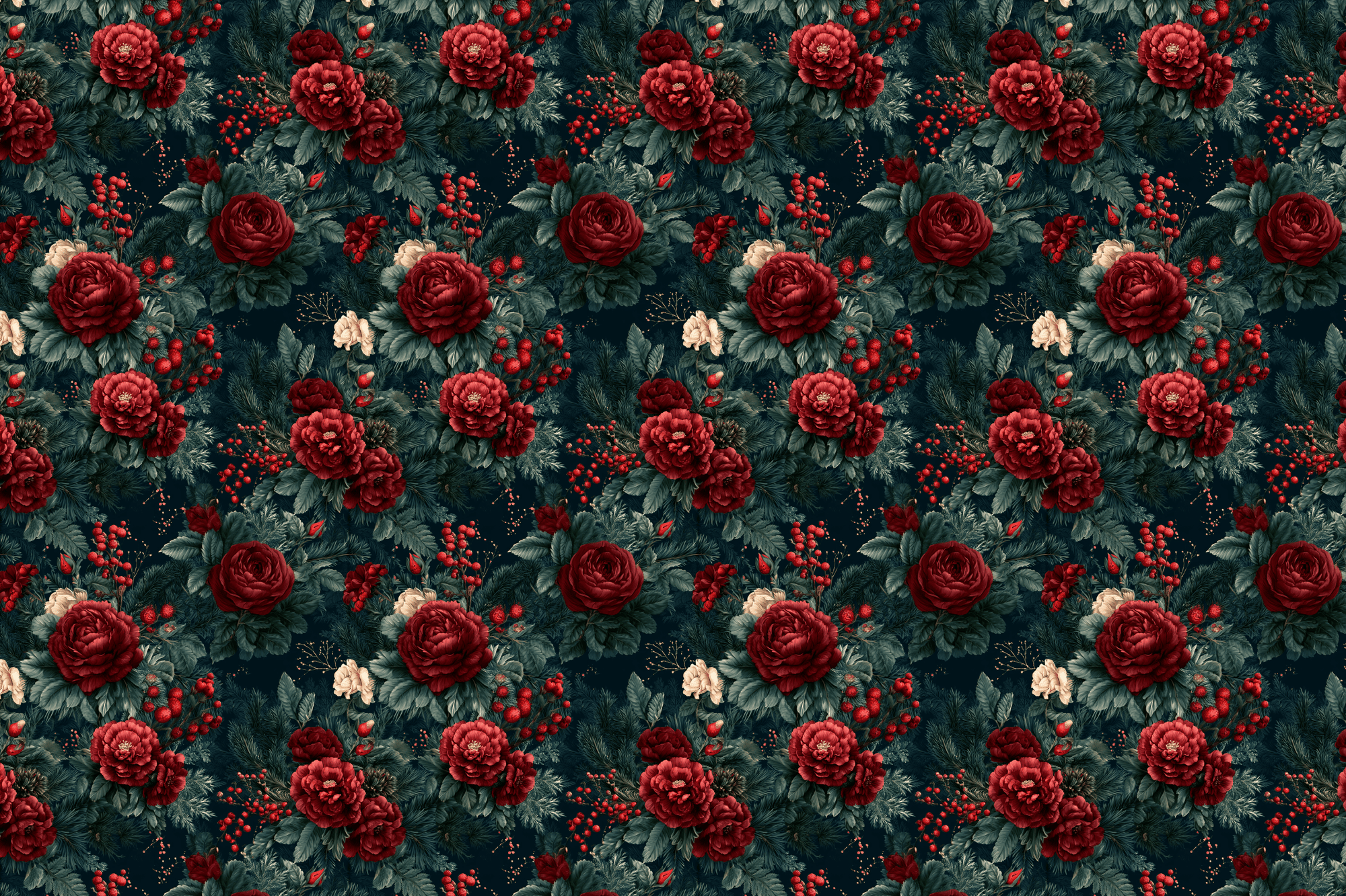 Crimson Christmas: Botanical Wrapping Paper