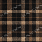 Classic plaid pattern in shades of brown and black forms a timeless tartan design.