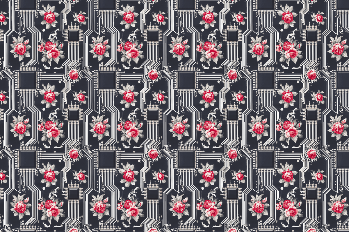 Binary Bouquet: Floral Electrical Wrapping Paper