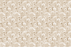 Vintage botanical floral pattern featuring delicate white wildflowers on a warm beige background.