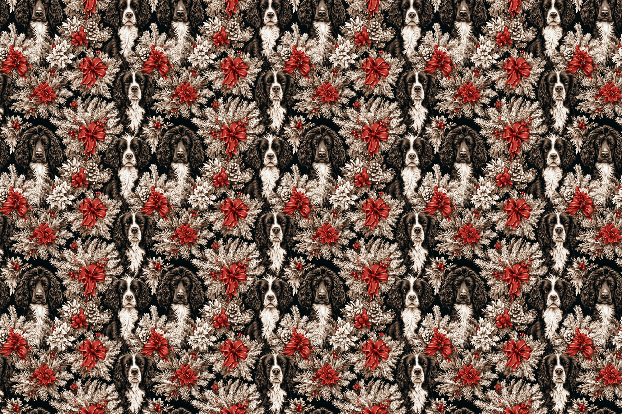 Melancholy Mutts: English Spaniel Dog Christmas Wrapping Paper