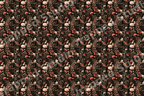 Moody vintage botanical floral pattern with delicate coral and cream wildflowers on a black background.