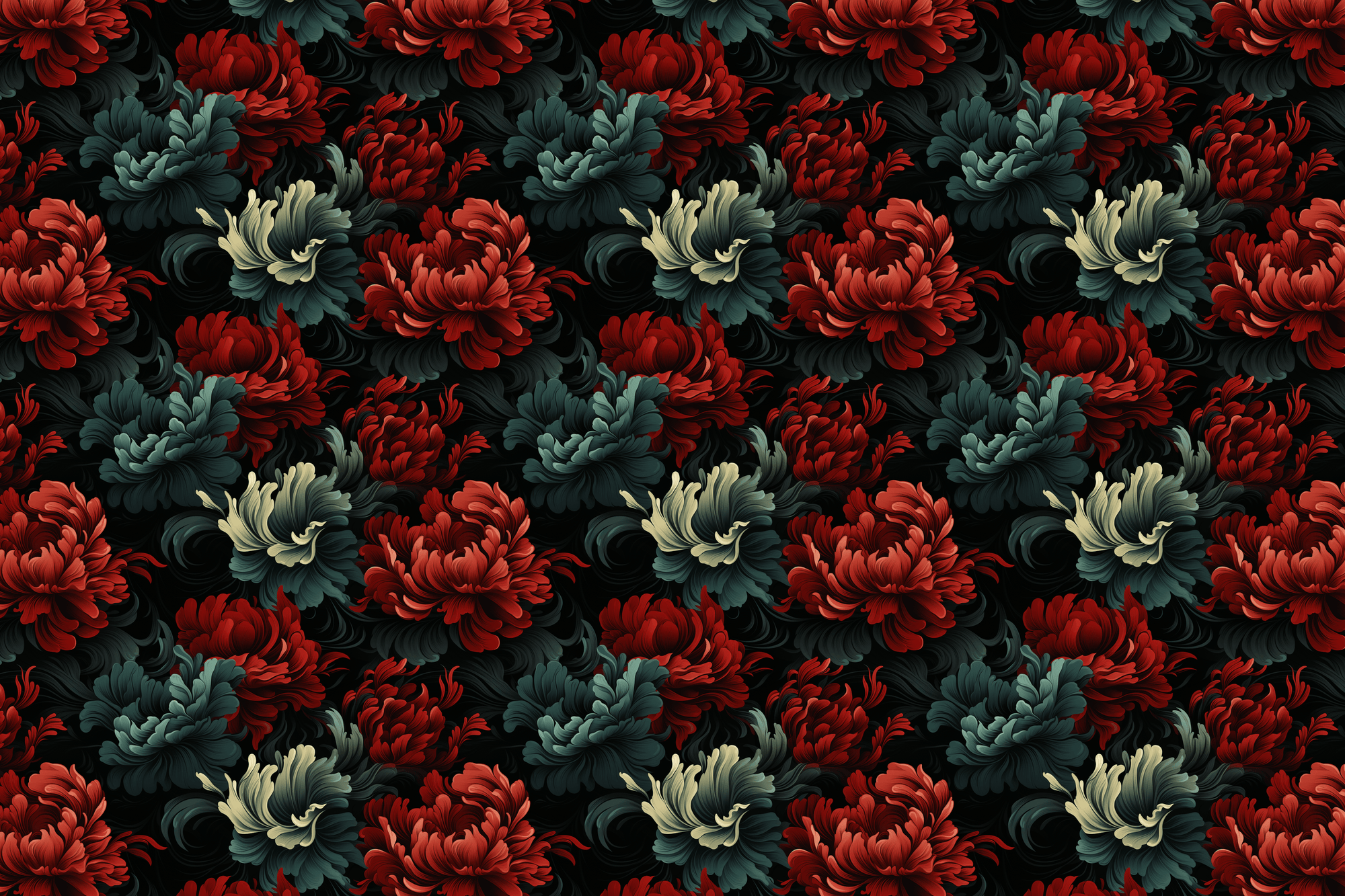 Crimson Christmas: Floral Festive Wrapping Paper