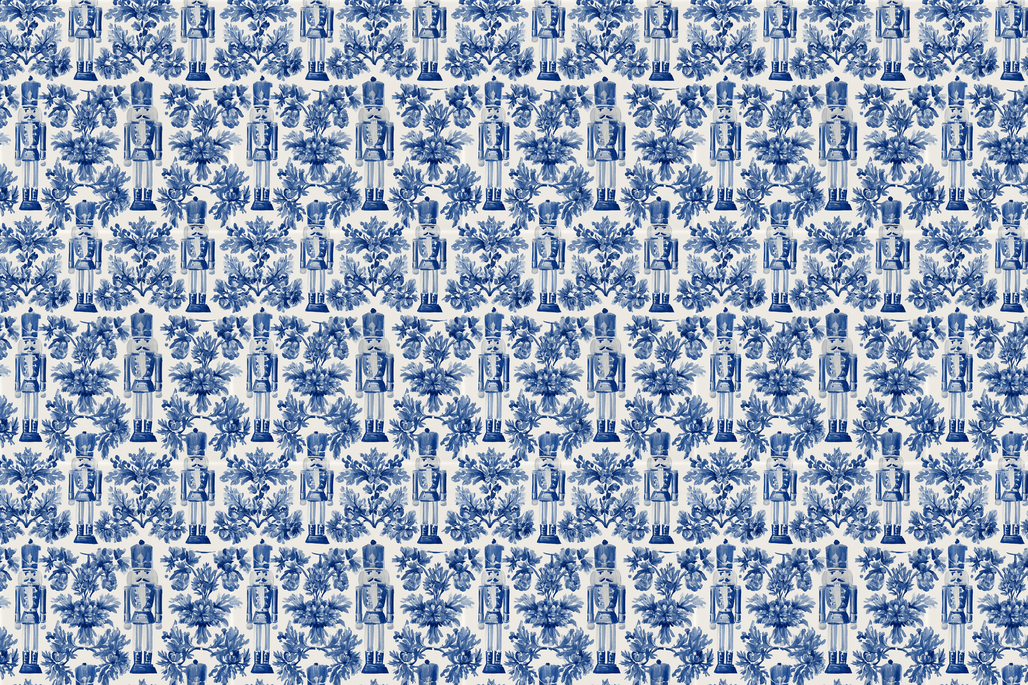 Classic Chinoiserie: Blue Nutcracker Wrapping Paper