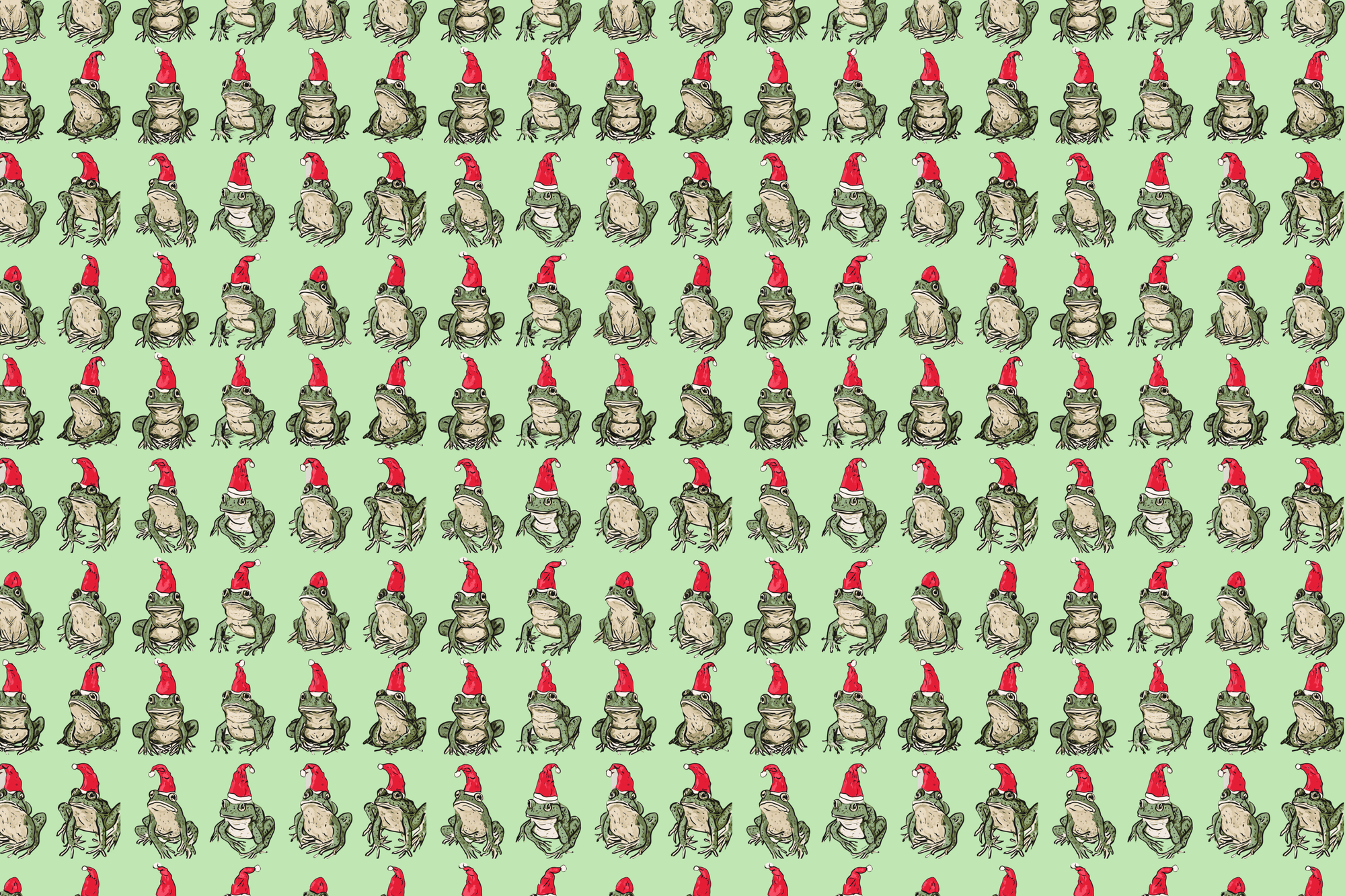 Playful Santa: Christmas Frog Gift Wrap (Green)