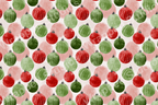 Watercolor Christmas ornament pattern in festive red and green, with a playful, hand-painted holiday aesthetic.