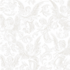 Elegant white baroque angel pattern featuring vintage cherubs and classical scrollwork.
