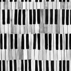 Seamless black and white watercolor piano keys pattern with a hand-painted musical design.