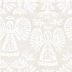 Vintage Christmas angel pattern in cream and white with block print style folk art florals.