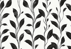 Elegant black and white botanical pattern with leafy vines and minimalist style.