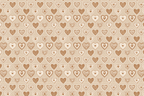 Rustic boho heart pattern featuring hand-drawn folk art hearts in brown and white on a beige background.