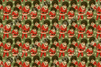 Vintage Christmas pattern featuring Black Santas with afros and stars on a sage green background.