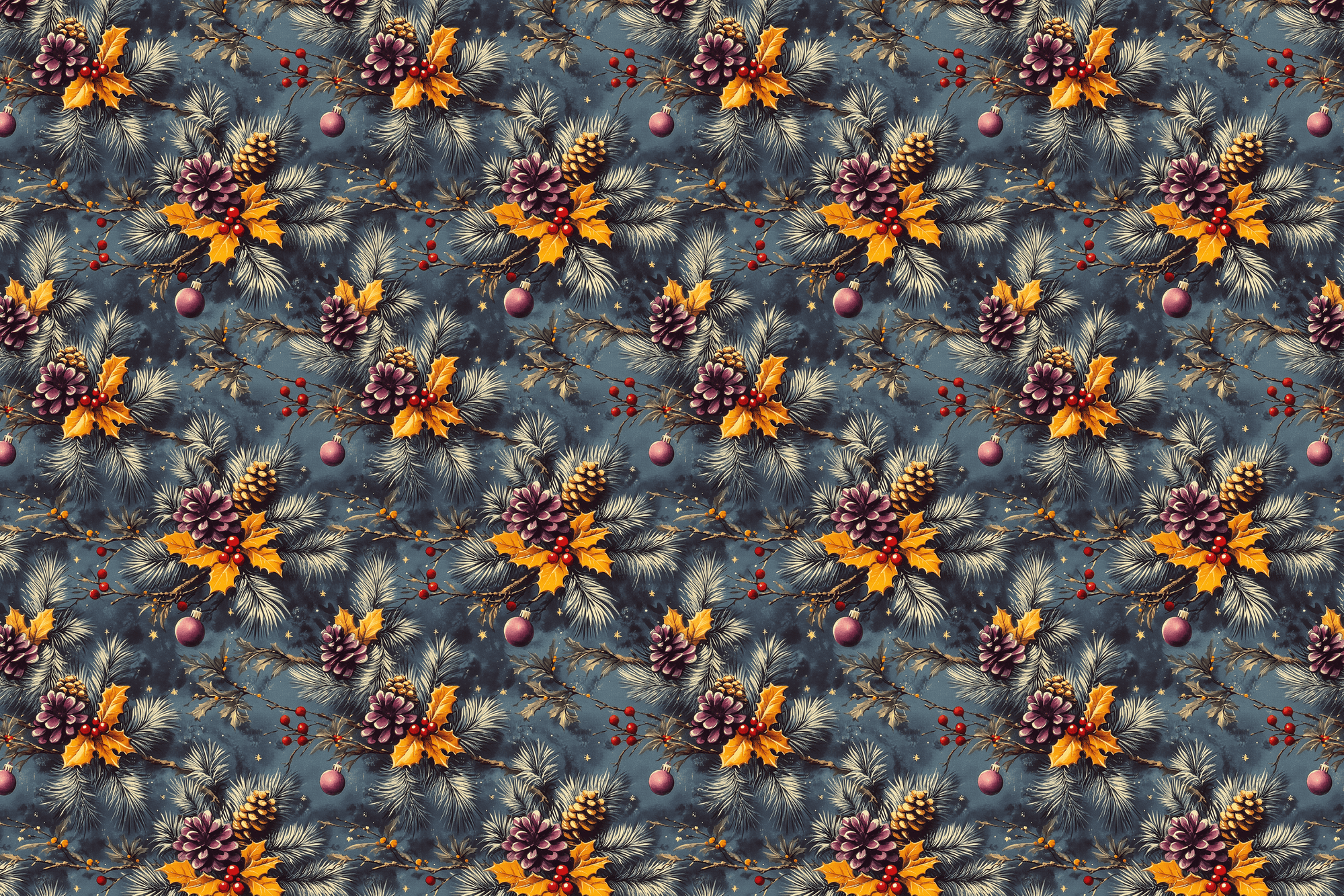 Old Noel: Dark Botanical Christmas Wrapping Paper