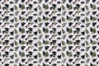 Rustic fly fishing pattern with watercolor rainbow trout, fishing flies, and pine needles.