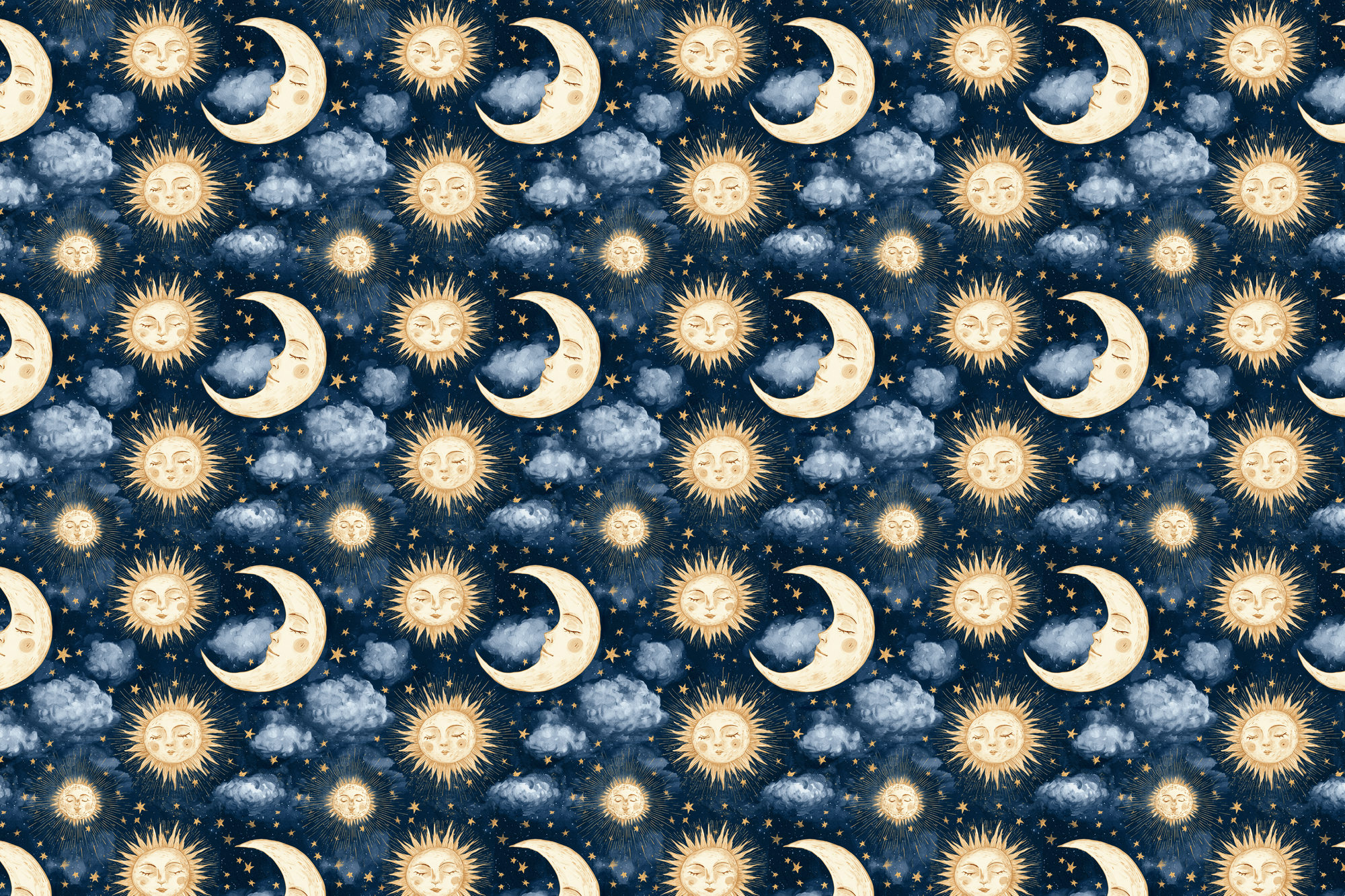 Celestial Cosmos: Sun and Moon Wrapping Paper