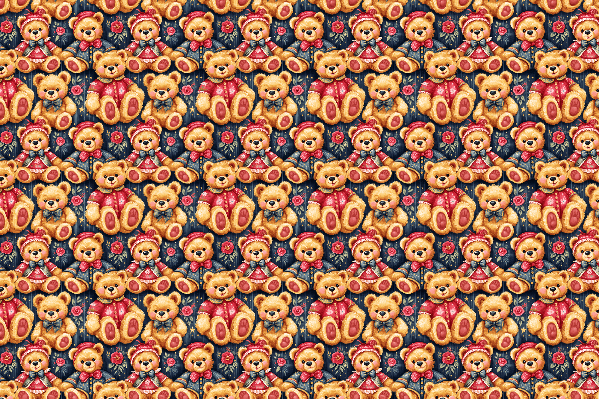 Cuddle Club: Vintage Teddy Bear Wrapping Paper