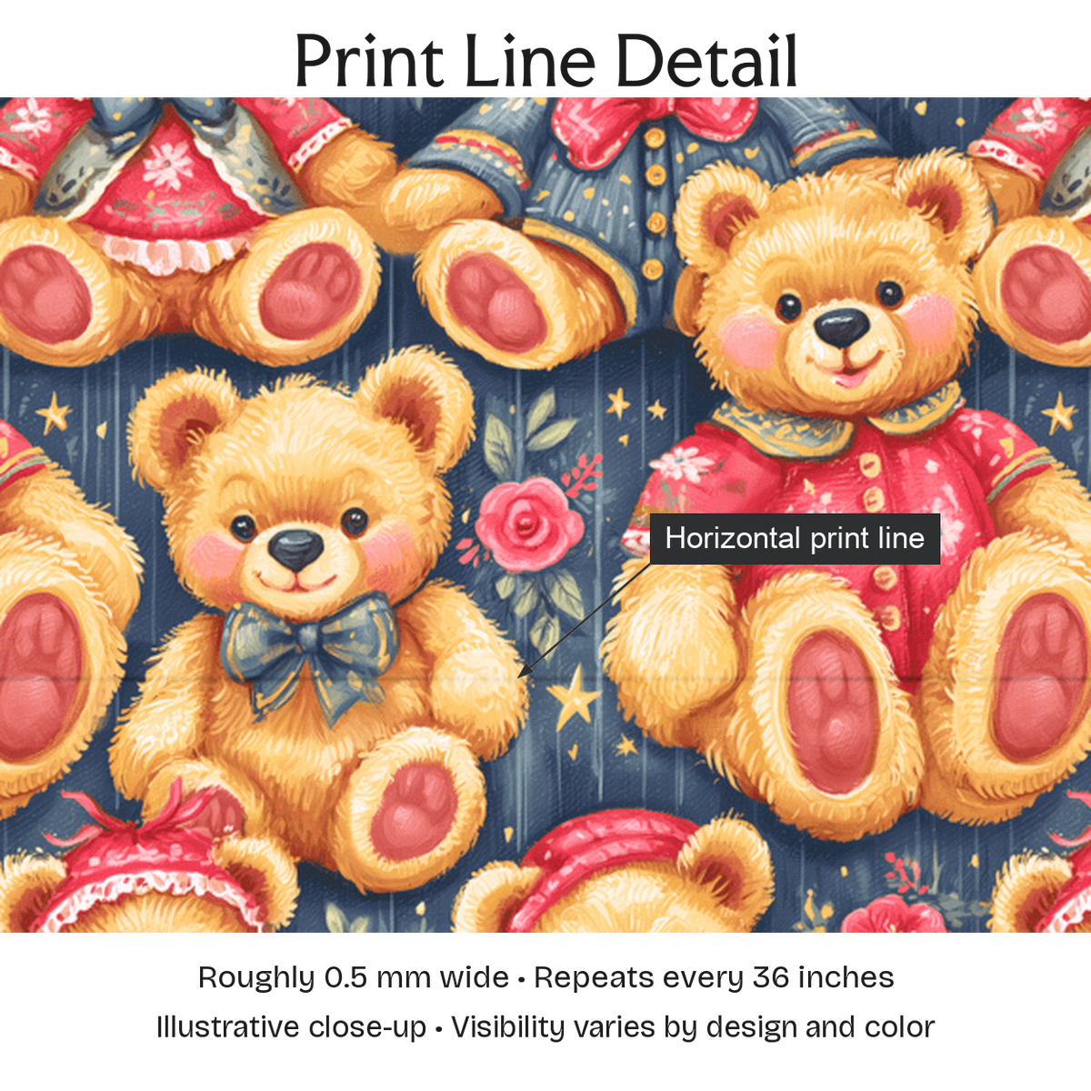 350307 — Print Line Detail. Illustrative close-up; visibility varies by design and color.