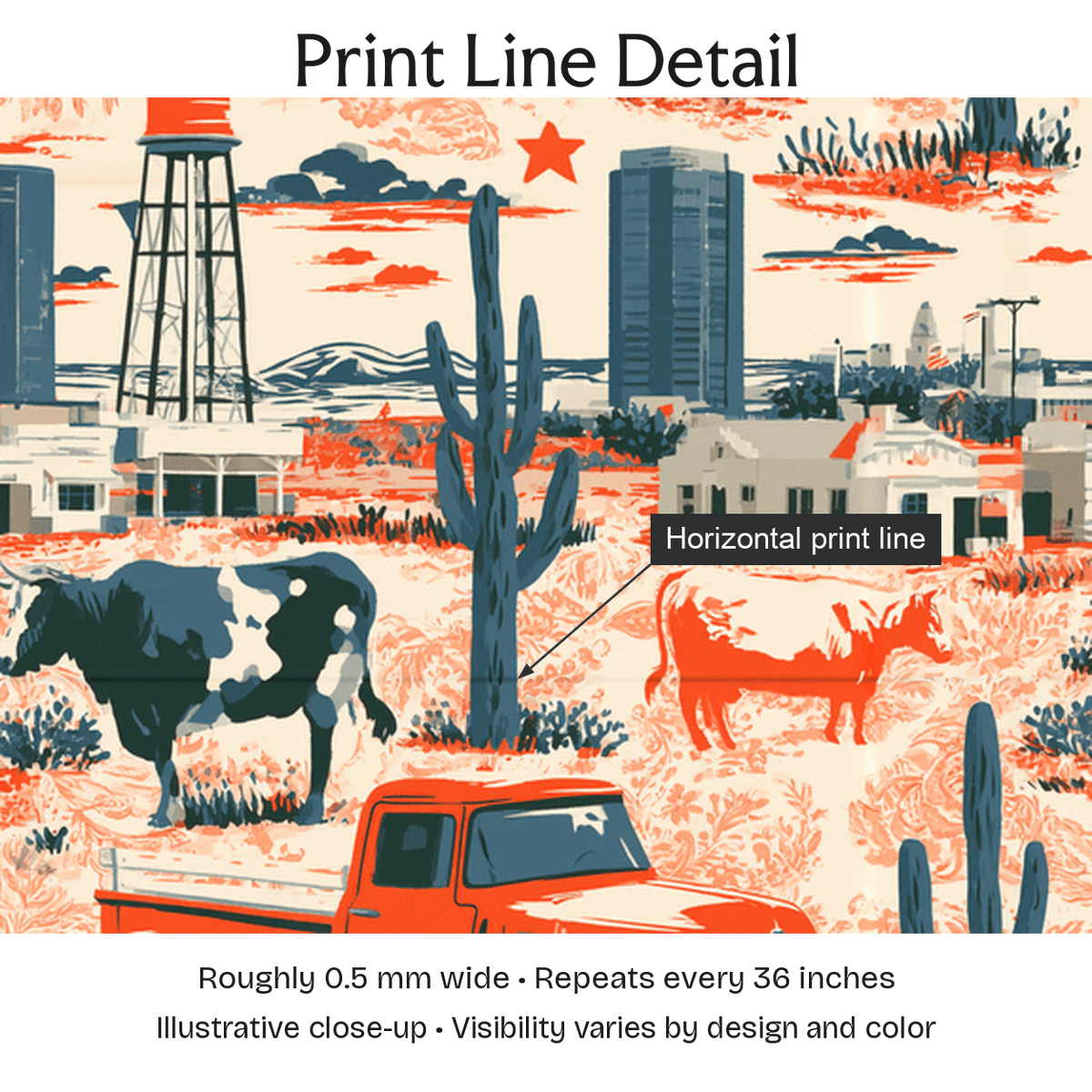 355102 — Print Line Detail. Illustrative close-up; visibility varies by design and color.