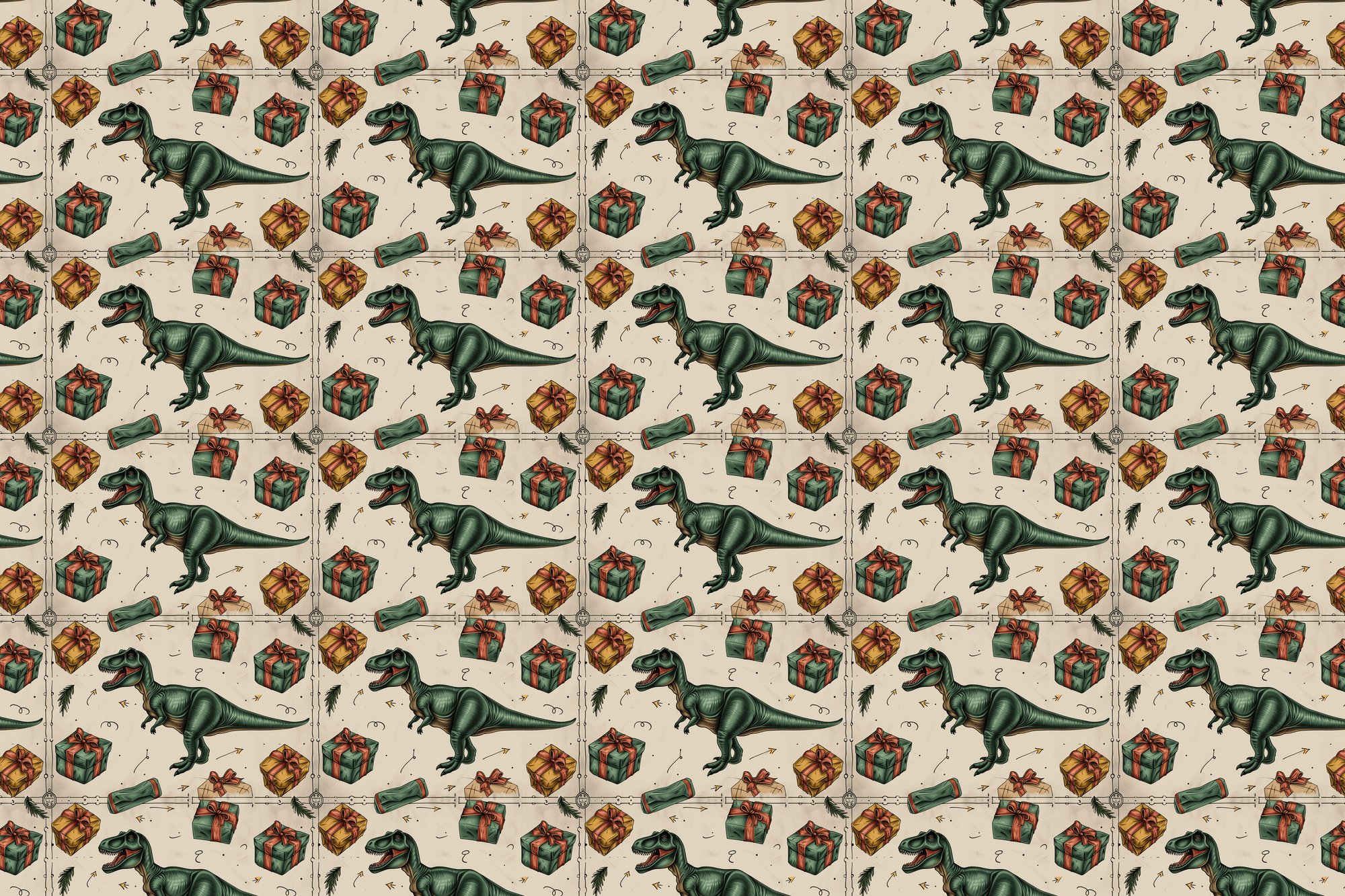 Prehistoric Presents: T-Rex Wrapping Paper