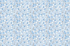 A geometric pattern of blue, white, and silver polka dots on a light blue background.