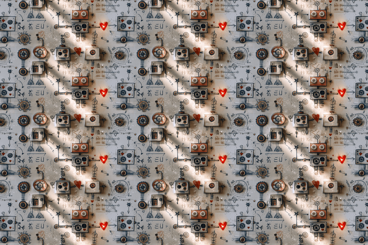 Bleep Bloop Valentine: Retro Robot Wrapping Paper