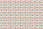 Seamless vintage travel pattern with watercolor suitcase illustrations in blue, coral, and sage green.